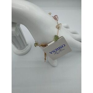 OSHENA Gemstone Chip Bracelet Women OS Gold Multi Color NEW Boho Tumbled Stone